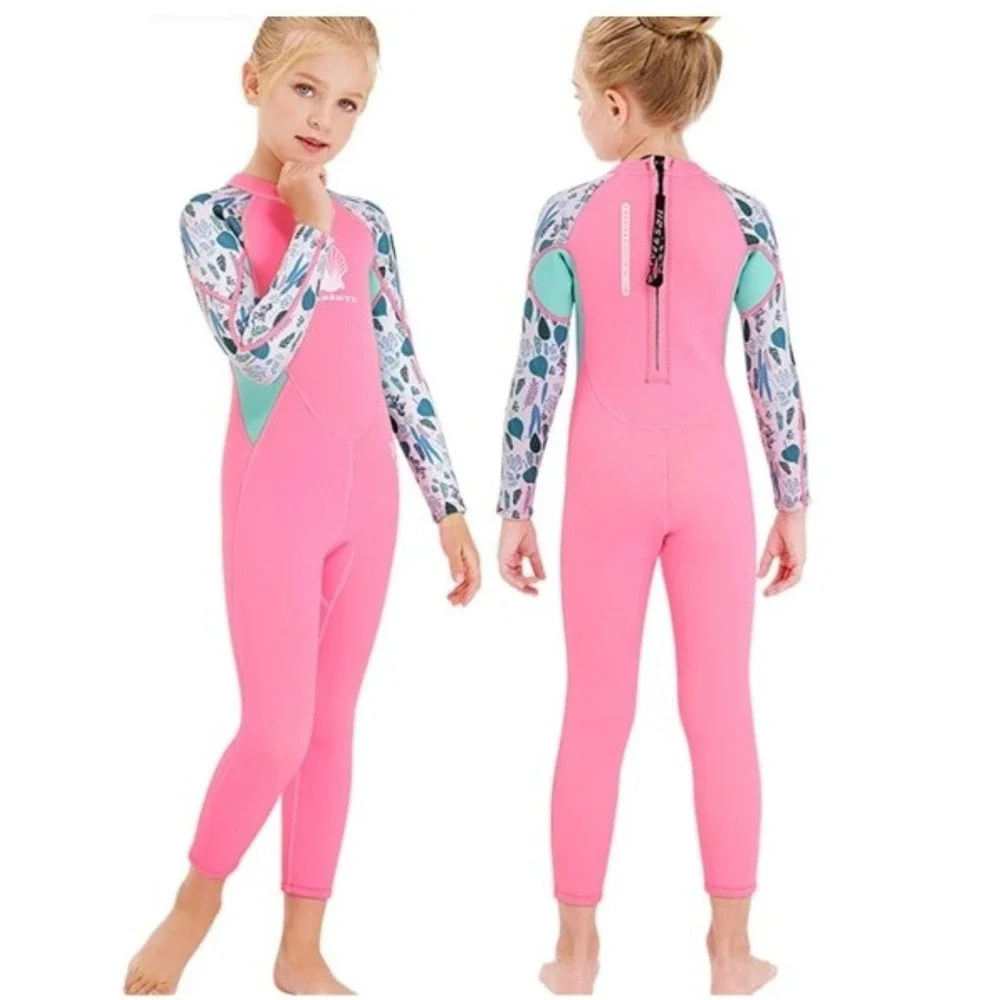 Dive & Sail X-Manta Girls Wetsuit Size XL Pink Floral Sleeves Surfing Diving